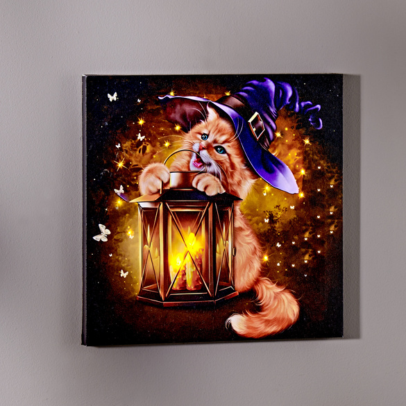 Pagen LED Bild Katze mit Laterne
