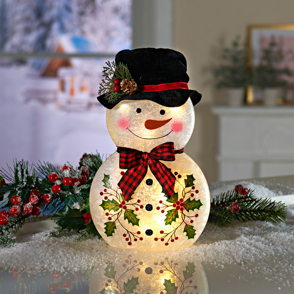 LED-Glasdeko Schneemann 30 cm Eldo