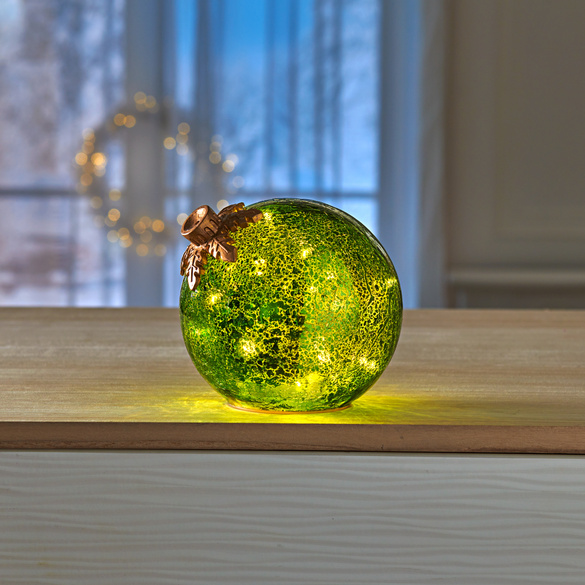 LED-Glaskugel "Schneeflocke" grün Ø 15 cm