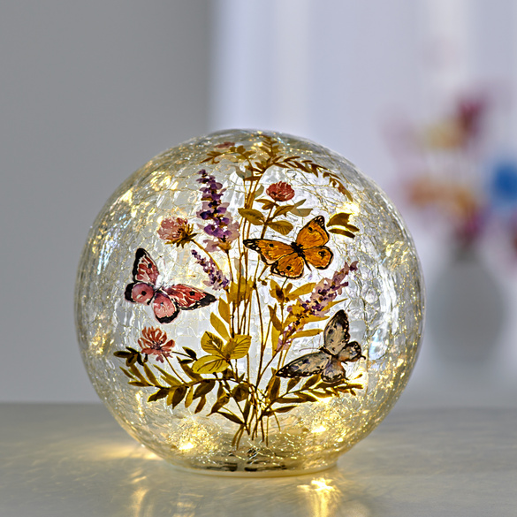 LED-Glaskugel "Wiesenblumen", Ø 15 cm