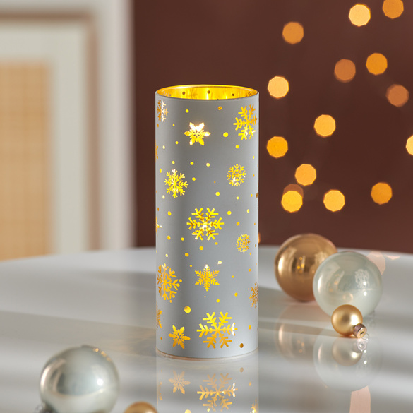 Eldo LED-Teelichtglas "Flocken"