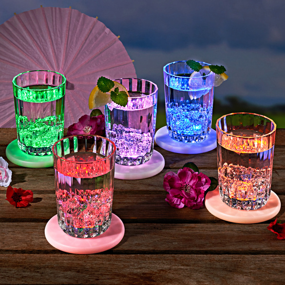LED-Untersetzer bunt, 5er-Set