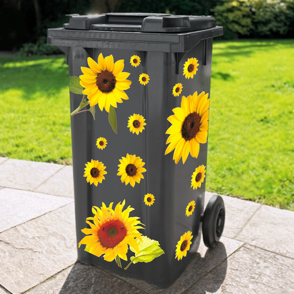 Mülltonnenaufkleber "Sonnenblumen", 15-tlg
