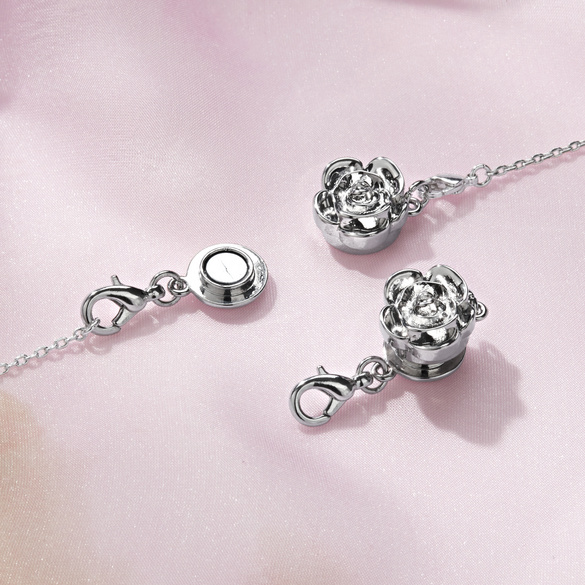 Magnetverschlüsse für Ketten "Rose" silber, 2er-Set