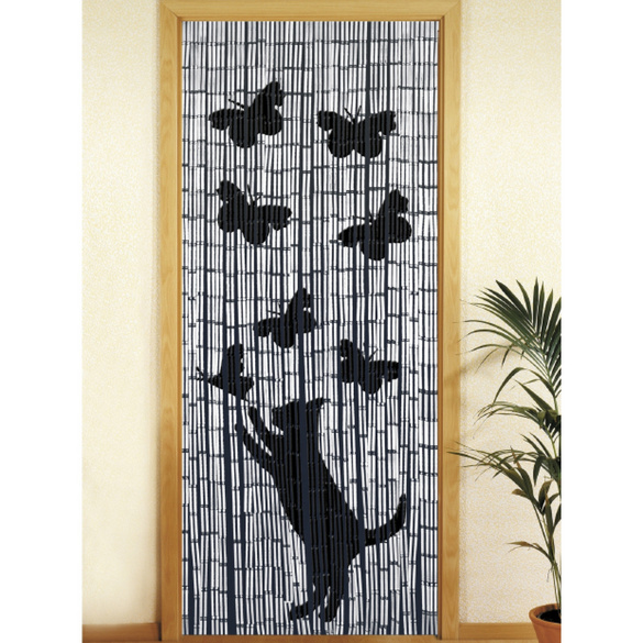 Bambusvorhang Katze und Schmetterling, 90 x 200 cm