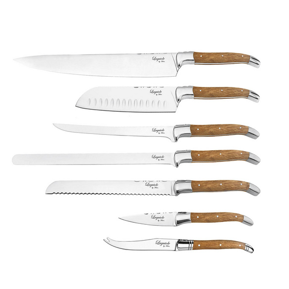 Messerset 7-tlg. Laguiole mit Rosenholzgriffen