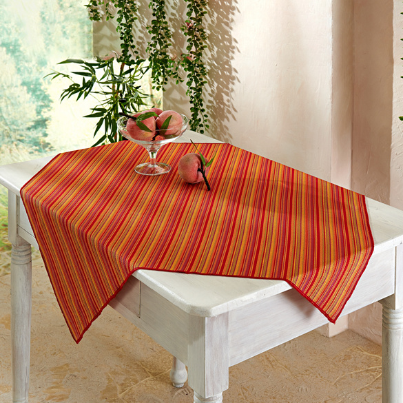 Mitteldecke "Madras" orange-gestreift, 85x85 cm