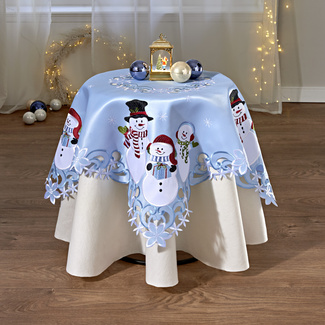 Weihnachtstischdecke Aus Baumwoll-Leinen – 140 X 180 Cm, Mit Stechpalmenmuster, Festliche Tischdekoration