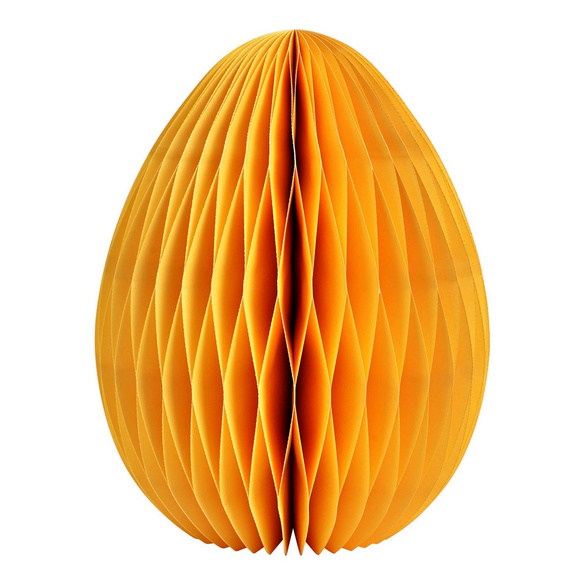 Osterdeko Osterei mit Wabenstruktur aus Papier Gelb