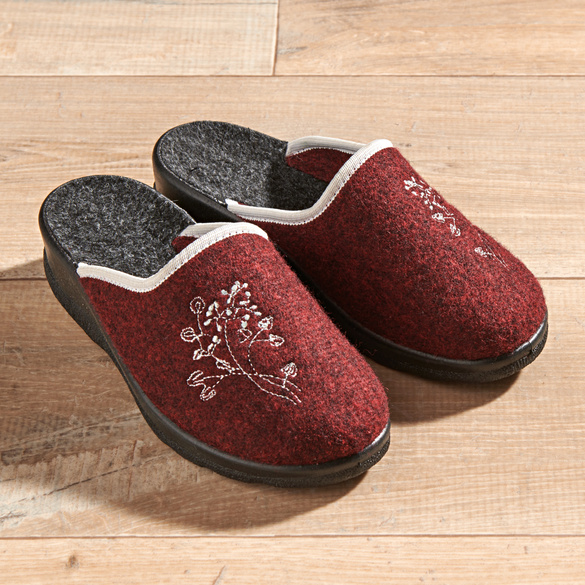 Pantoffel "Cara" bordeaux-schwarz