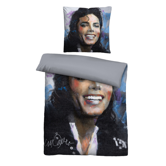 Mikrofaser Bettwäsche Michael Jackson silber/grau, 1x 135x200 cm + 1x 80x80 cm