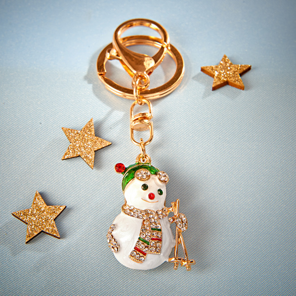 Vintage Schmuck Entzückende Emaille Und Strass Schneemann Mit Baumelnden Beinen Weihnachten Pin Brosche - Schweiz