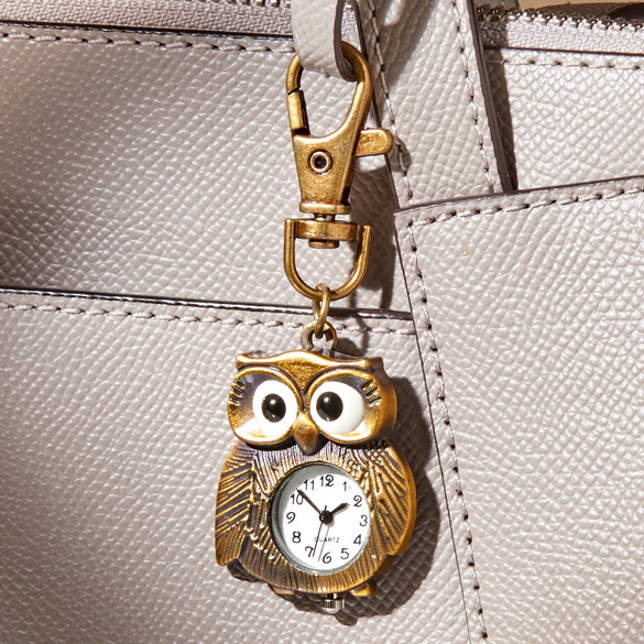 Schlüsselanhänger "Eulen-Uhr" 2-in-1