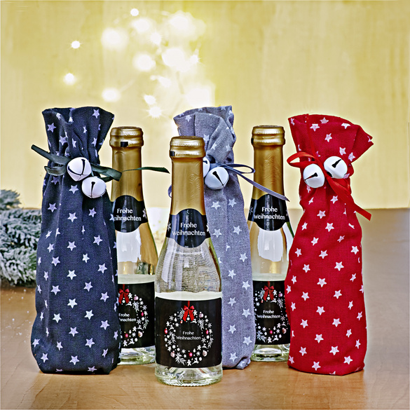 Secco-Flasche mit Geschenkbeutel "Frohe Weihnachten"