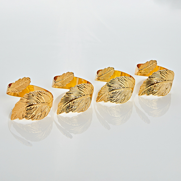 Serviettenringe "Blätter" goldfarben 4er-Set