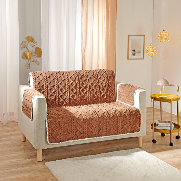 Sesselschoner 2-Sitzer 120 x 150 cm braun