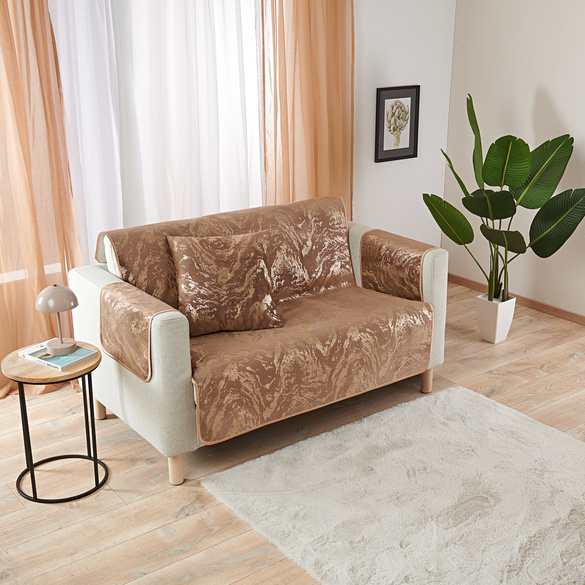 Sofaüberwurf 2-Sitzer beige-grau 120 x 150 cm