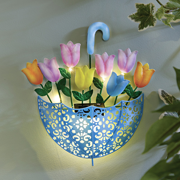 Solar-Wanddeko Schirm mit Tulpen