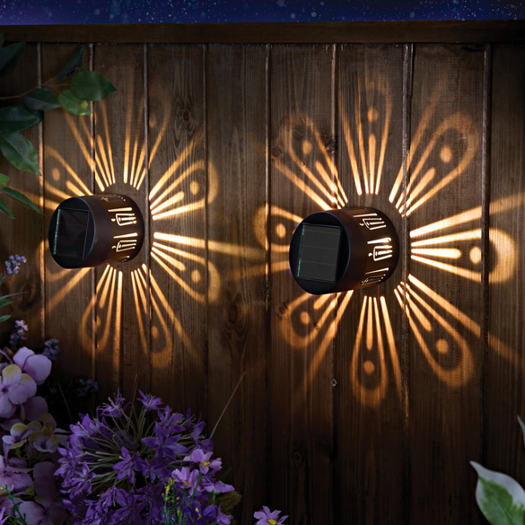 Solar-Wandleuchten "Blumen" 2er-Set