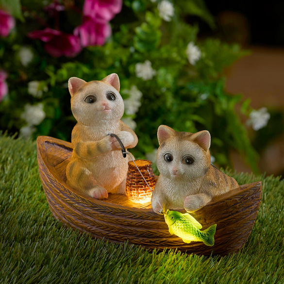 Solarleuchte "Katzen im Boot"