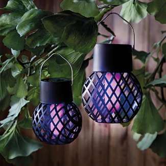 Solarleuchten lila mit Flammeneffekt 2er-Set Solarleuchten lila mit Flammeneffekt 2er-Set
