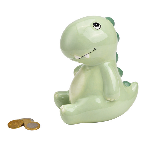 Spardose "Dino" aus Keramik hellgrün