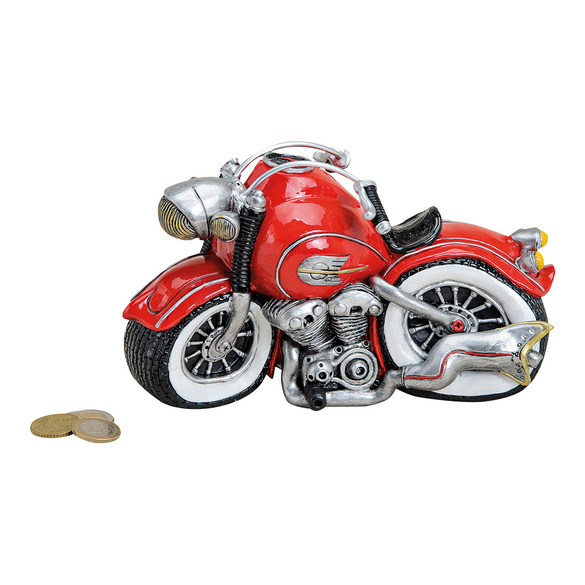 Spardose "Motorrad" aus Polyresin