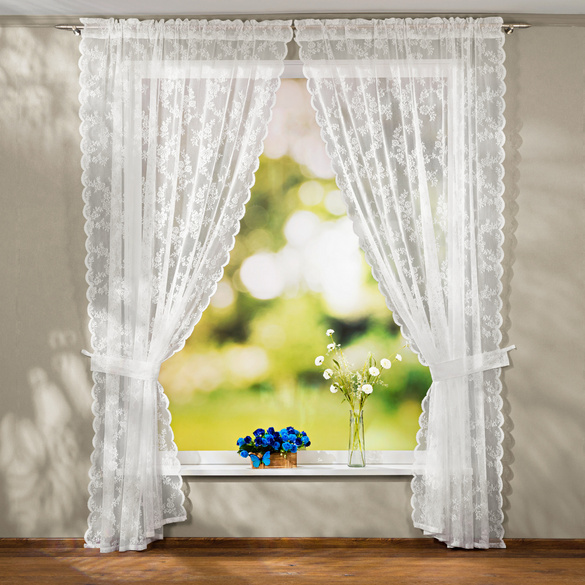 Spitzenvorhang, 2er-Set mit raffhaltern 140 x 230 cm