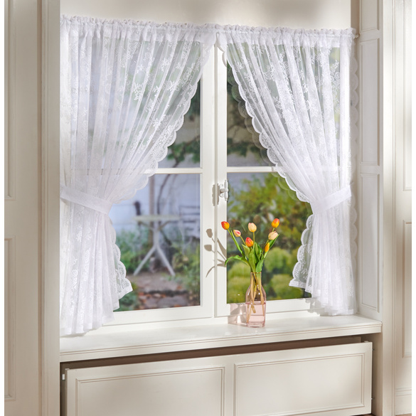 Spitzenvorhang mit Raffhaltern 140 x 140 cm, 2er-Set