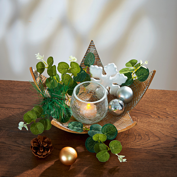 Sternschale mit Gesteck und LED-Teelicht