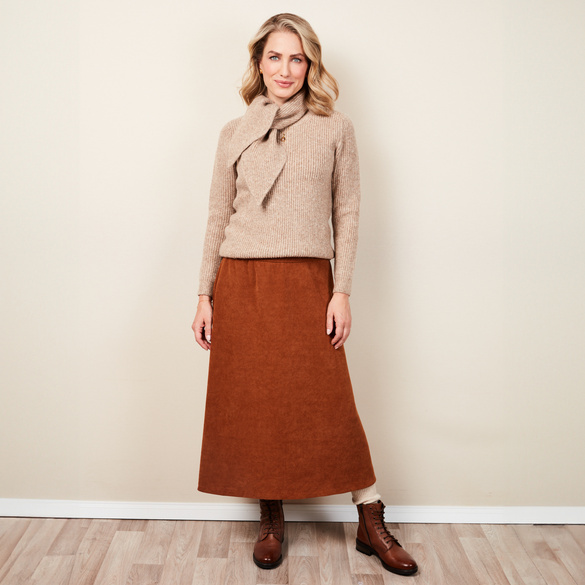 Strickpullover mit Schalkragen beige