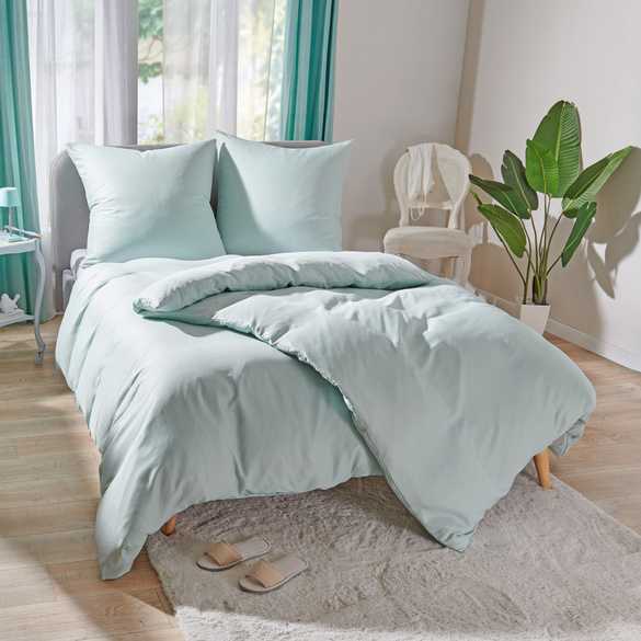 Tencel Bettwäsche grün mit Kühleffekt 3-tlg.: Bettbezug, Kissenbezug + Bettlaken