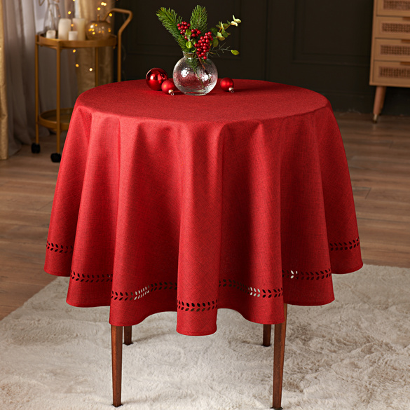 Tischdecke "Blätterranken" Ø 140 cm rot