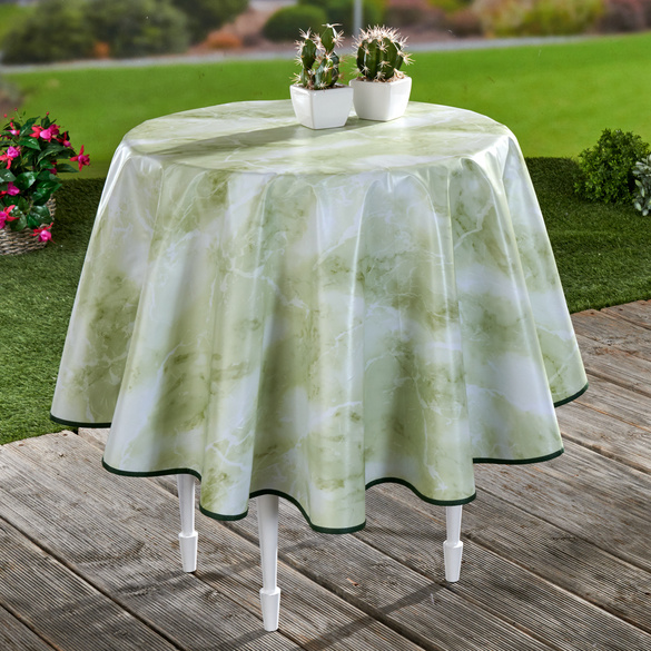 Tischdecke "Marmor" hellgrün, Ø 140 cm