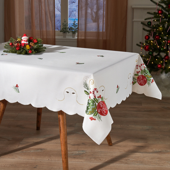 Tischdecke "Weihnachtskugeln" 130 x 220 cm