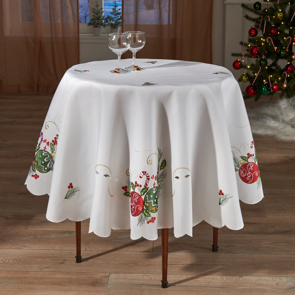 Tischdecke "Weihnachtskugeln" Ø 160 cm