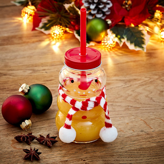 Trinkglas Schneemann rot weiß Trinkglas Schneemann rot weiß