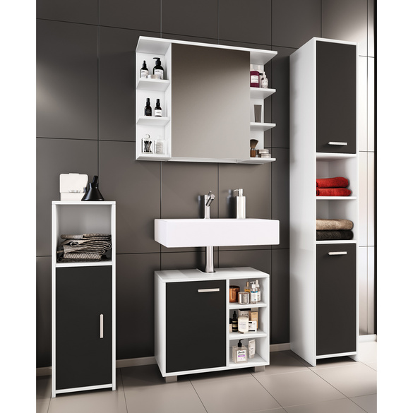 Badmöbelset Badezimmer Set "Zalo I" Schwarz 4-tlg