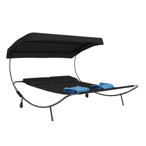 VCM Doppelliege Gartenliege "Bindox" Schwarz