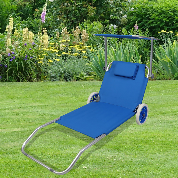 Gartenliege Sonnenliege rollbar Blau