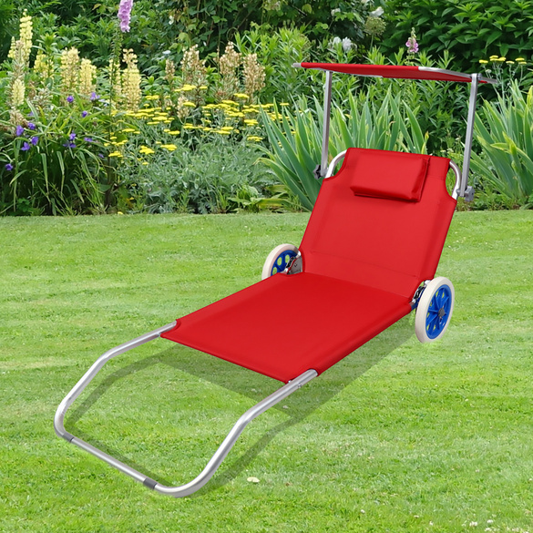 Gartenliege Sonnenliege rollbar Rot