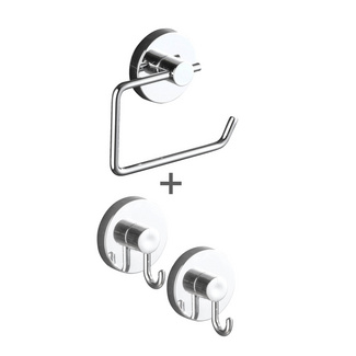 Vacuum-Loc® Toilettenpapierhalter „Milazzo“ mit 2 Haken, 3-tlg. WENKO Vacuum-Loc® Toilettenpapierhalter „Milazzo“ mit 2 Haken, 3-tlg. WENKO