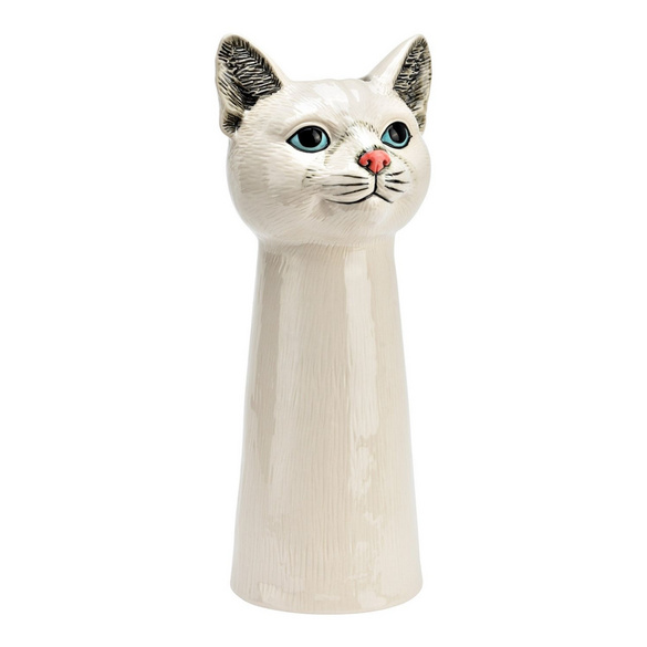 Vase Katzenkopf aus Keramik Weiß