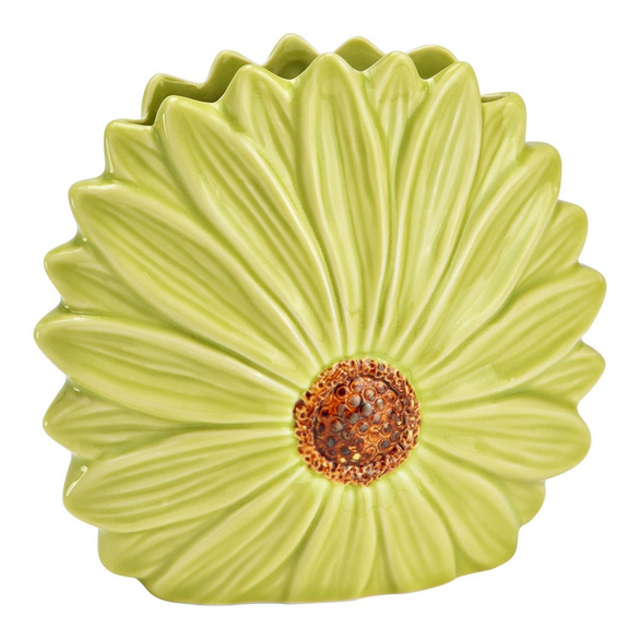 Vase in Blütenform aus Keramik Grün