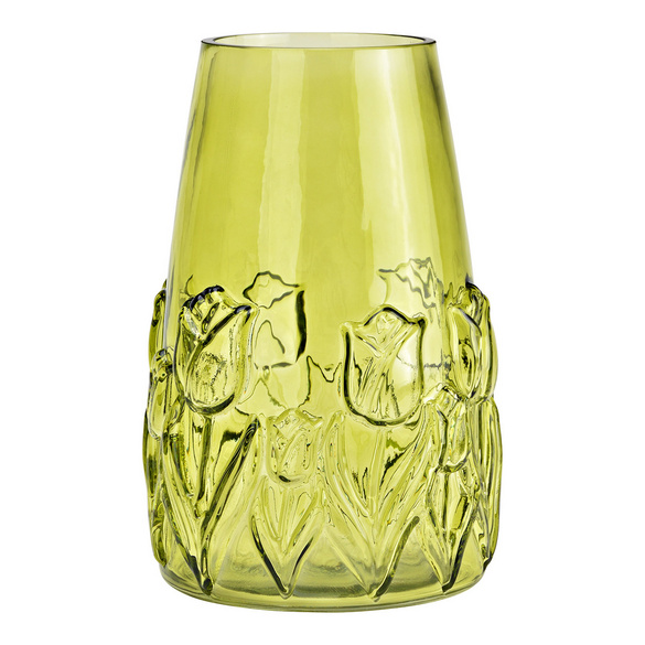 Vase mit Blumendekor grün 22 cm Höhe