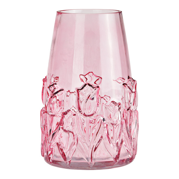 Vase mit Blumendekor pink/rosa 22 cm Höhe