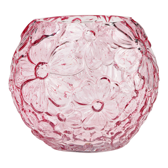 Vase mit Blumendekor rosa 16 cm Höhe