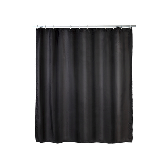 Anti-Schimmel Duschvorhang Uni Black, Textil (Polyester), 180 x 200 cm, waschbar