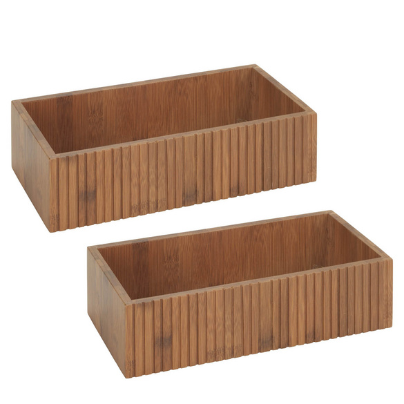 Aufbewahrungsbox Mod. Mera, 2er Set, aus geräuchertem Bambus