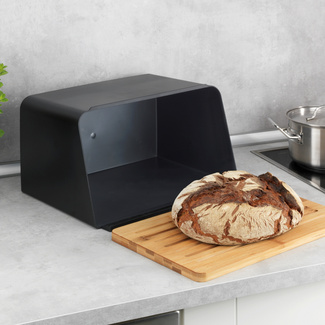 WENKO Brotkasten mit Bambus-Schneidebrett als Deckel schwarz WENKO Brotkasten mit Bambus-Schneidebrett als Deckel schwarz